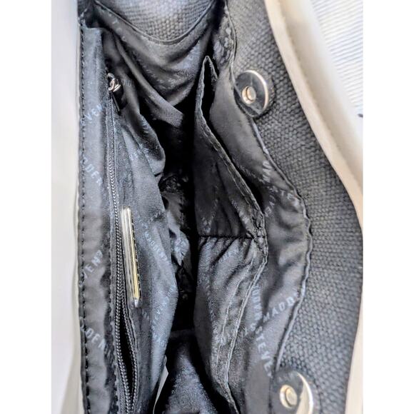 Steve Madden Bwebber Black Cream Canvas Logo Crossbody Tote - Picture 5 of 8